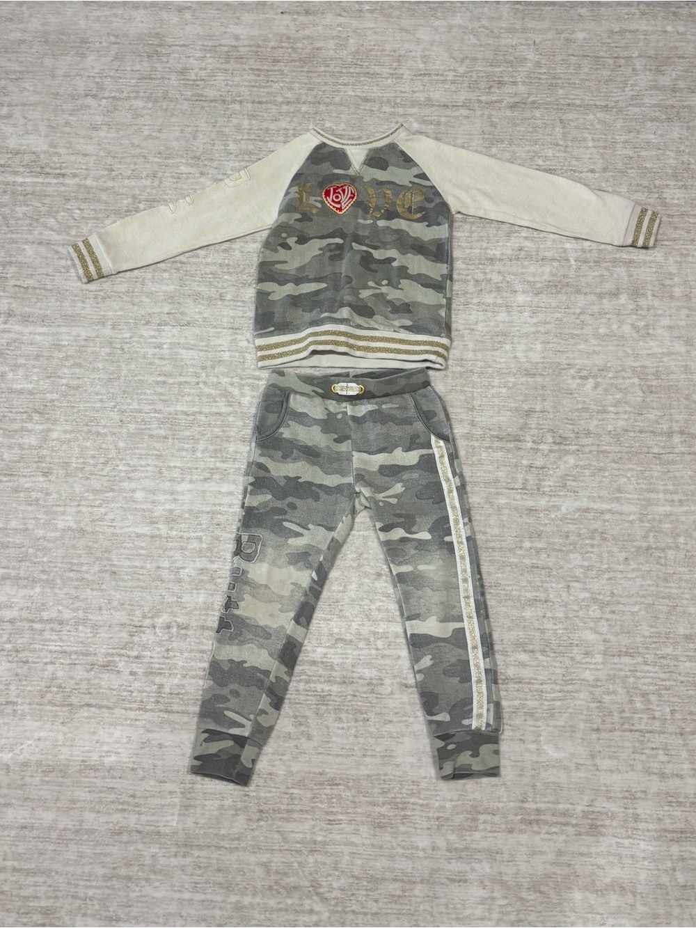 Butter Kids Camo Matching Set in Green and Cream